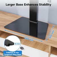 BONTEC Forgatható TV Állvány 42-86 Colos LCD LED OLED Lapos és Ívelt Televíziókhoz - Állítható Magasságú Edzett Üveg Talp, 50 kg Teherbírás, 5