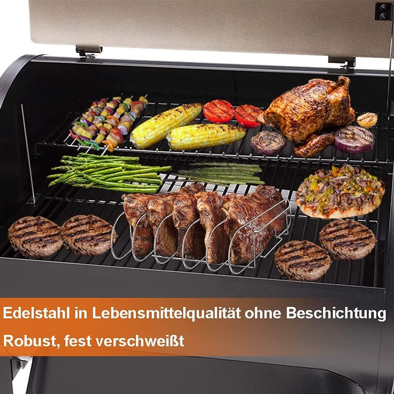 Weber Spareribs tartó grillrács - 5 oldalas bordatartó és sütőállvány rozsdamentes acélból
