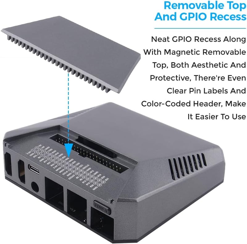 GeeekPi Argon One V2 Alumínium Ház Raspberry Pi 4-hez - Beépített Ventilátorral, Hűtőbordával és Bekapcsoló Gombbal, Retro Játékokhoz