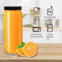 OAMCEG 8 db 500 ml Üveg Palack Szett - Juice Üvegek PP Fedéllel és Szívószálakkal, Mosogatógépben Mosható, Hűtőben Tárolható, Smoothie-hoz é 4