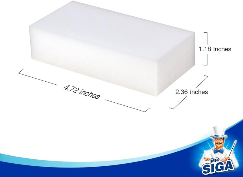 MR.SIGA Melamin Csodaszivacs Konyhai és Háztartási Tisztításhoz - 12 db-os Fehér Tisztítószivacs Készlet Makacs Szennyeződésekhez (12x6x3 cm