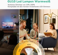 EDISHINE GU10 LED Izzó 5W Meleg Fehér 2700K Fényerőszabályzós 350 Lumen 38° Szögű 50W Halogén Helyettesítő Energiatakarékos 6db Csomag 2