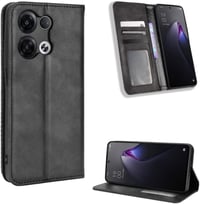 OPPO Reno 8 5G Fekete Bőr Flip Védőtok és Pénztárca Kombó 1