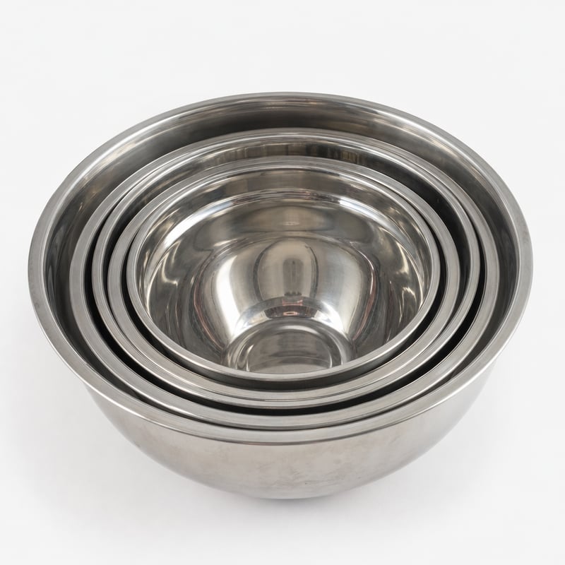 Homikit Rozsdamentes Acél Keverőtál Szett 5 db, 4,5 L / 2,7 L / 1,5 L / 1,2 L / 0,7 L — Használt, használati nyomokkal