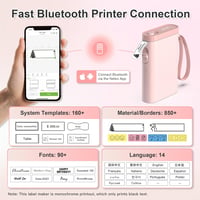 Nelko P21 rózsaszín Bluetooth címkenyomtató, hordozható öntapadós etikett készítő iOS/Android 2