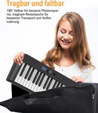 OYAYO 88 Billentyűs Összecsukható Digitális Zongora - Félsúlyozott Billentyűk, Bluetooth, MIDI, 128 Ritmus és Hangszín, Kezdőknek 6