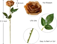 DuHouse 10 db Kávébarna Műrózsa - 54 cm Hosszú Selyem Virágok Esküvői Dekorációhoz, Csokrokhoz, Lakásdekorációhoz, Élethű és Tartós 5