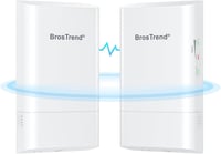 BrosTrend 5GHz 867Mbit/s Kültéri WiFi Híd, 1 KM Hatótávolságú WLAN Bridge, IP65 Vízálló Irányított Antenna, Passzív PoE Adapterrel, PTP/PTMP 1