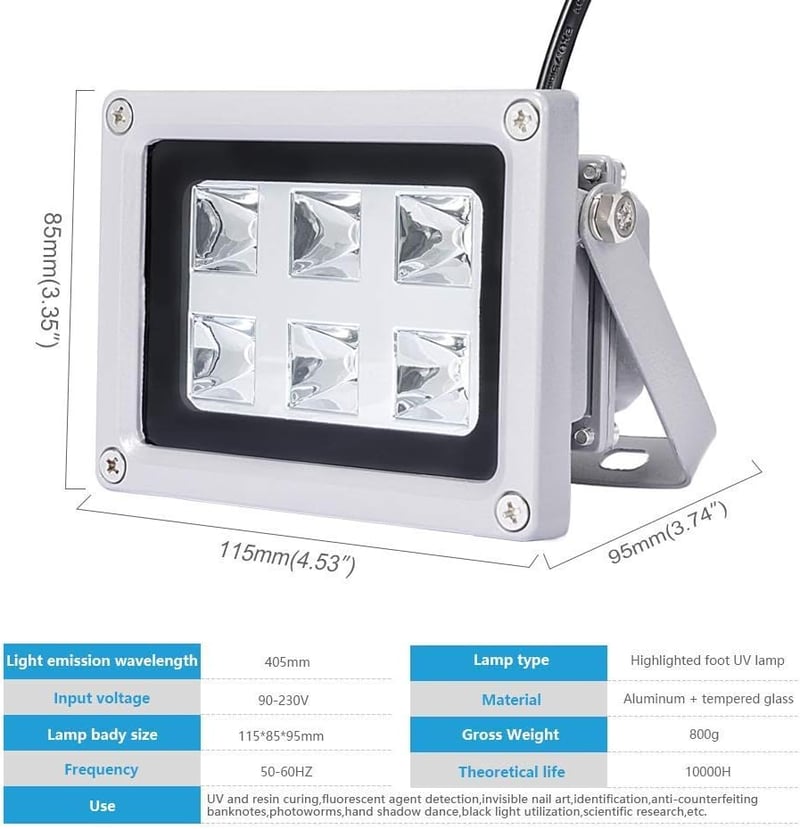Sovol 405nm UV LED Gyanta Keményítő Lámpa Napelemes Forgó Állvánnyal - SLA/DLP 3D Nyomtatókhoz, 6 LED, 10000 Órás Élettartam