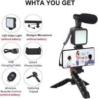 baihuo Vlog Készlet - Okostelefon Mikrofon LED Világítással és Állvánnyal - iPhone és Android Kompatibilis TikTok YouTube Videófelvételhez é 9