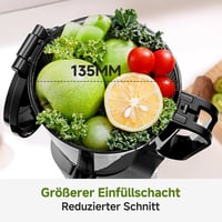 AMZCHEF Automata Gyümölcs- és Zöldségprés 250W - Széles 135mm Adagolónyílás, 1,8L Kapacitás, Hármas Szűrőrendszer, Hidegpréselés, Csendes Mo 2