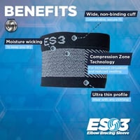 Orthosleeve ES3 könyökrögzítő - Fekete, S méret | 3 zónás kompressziós technológia | Teniszkönyök ellen 4