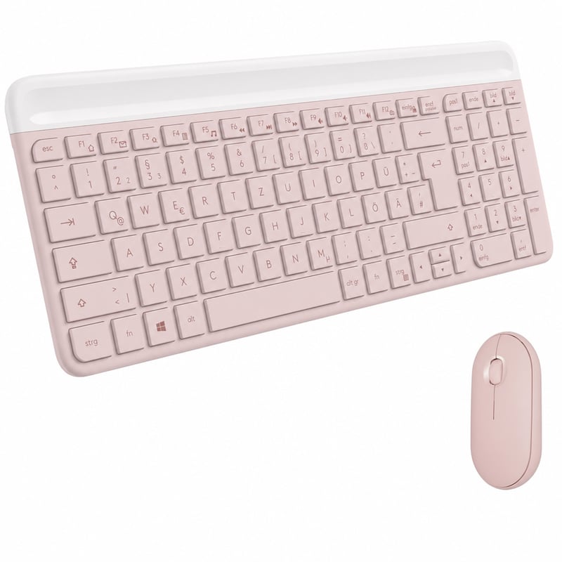 Set mouse și tastatură Logitech 920-011314 - roz — fără stick și baterii (stare: vezi a 2-a imagine)