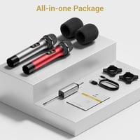 TONOR UHF Vezeték Nélküli Mikrofon Szett Karaoke DJ Esküvőhöz 60m Hatótáv - Grey & Red 9