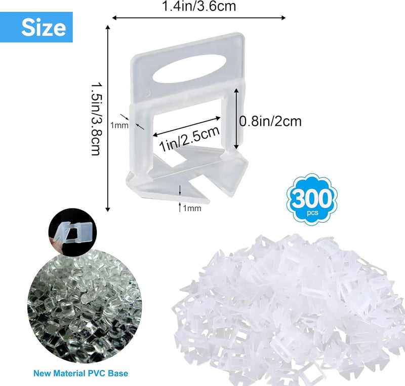 300 db Csempe Szintező - 1 mm-es Feszítőfülek Padló és Fali Csempékhez - 300 db Ékkel - Profi és Barkács Burkoláshoz