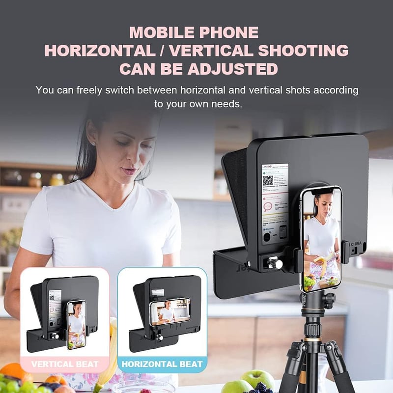 LENSGO TC7S Hordozható Mini Teleprompter Okostelefonhoz - Összecsukható Súgógép iOS és Android Készülékekhez, Vloghoz, Élő Közvetítéshez, Ok