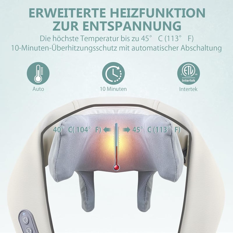 Beurer 5D-es nyak- és vállmasszírozó készülék melegítő funkcióval, fehér