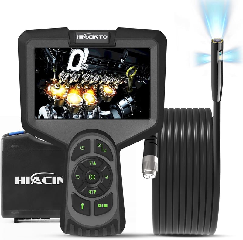 Hiacinto Endoszkóp Kamera 10m IP68 Vízálló, 5" IPS Kijelző, 3 Lencsés 1080P HD Vizsgálókamera 32GB, Leválasztható Kábel, Autó, Csőszerelés