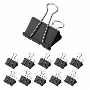 Westcott E-10700 00 Spajalice za papir Binder Clip 50 mm crne, 9 komada, set uredskih kvačica za papir — set od 11 komada