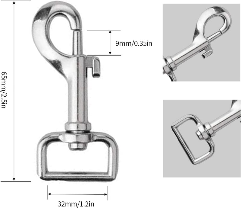 14db 65mm-es ezüst forgó karabiner kutyapórázhoz, hegymászáshoz