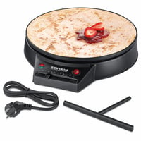 Aparat de clătite SEVERIN CM 2198 cu plită XXL de 30 cm, 1000 W, Negru — fără spatula din plastic în locul celei din lemn (stare: vezi a 2-a imagine) 1