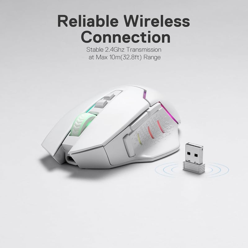 Redragon M690 PRO Vezeték nélküli Fehér Gamer Egér 8000 DPI 8 Makrógombbal