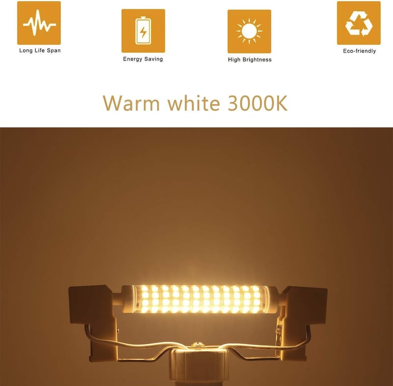 7117 R7s LED Izzó (118 mm) – 10W, Meleg Fehér 3000K, 360° Fény, Halogén 100W Kiváltó, 2 db