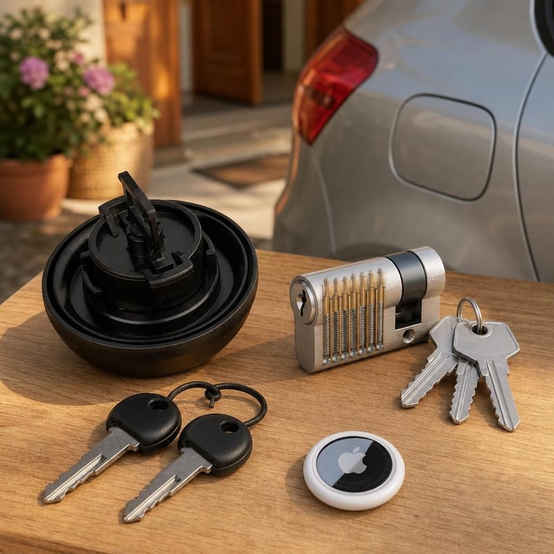 Set za sigurnost vozila: Renault čep spremnika + cilindar brave + Apple AirTag lokator
