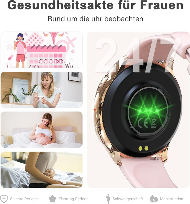 fitonyo Női Okosóra AMOLED Kijelzővel, Híváskezelés, 120 Sportmód, Egészségfigyelés