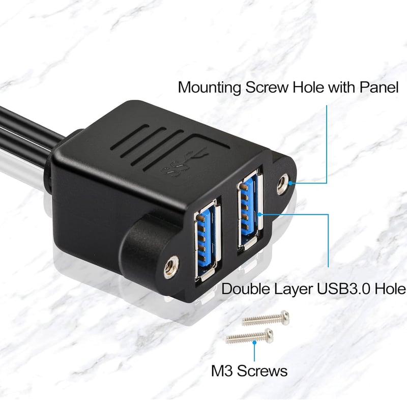 GINTOOYUN 0,5m Dupla USB 3.0 Hosszabbító Kábel Csavaros Rögzítéssel - Laptop, PC Csatlakoztatáshoz, Fekete

AI: I've created a Hungarian tit