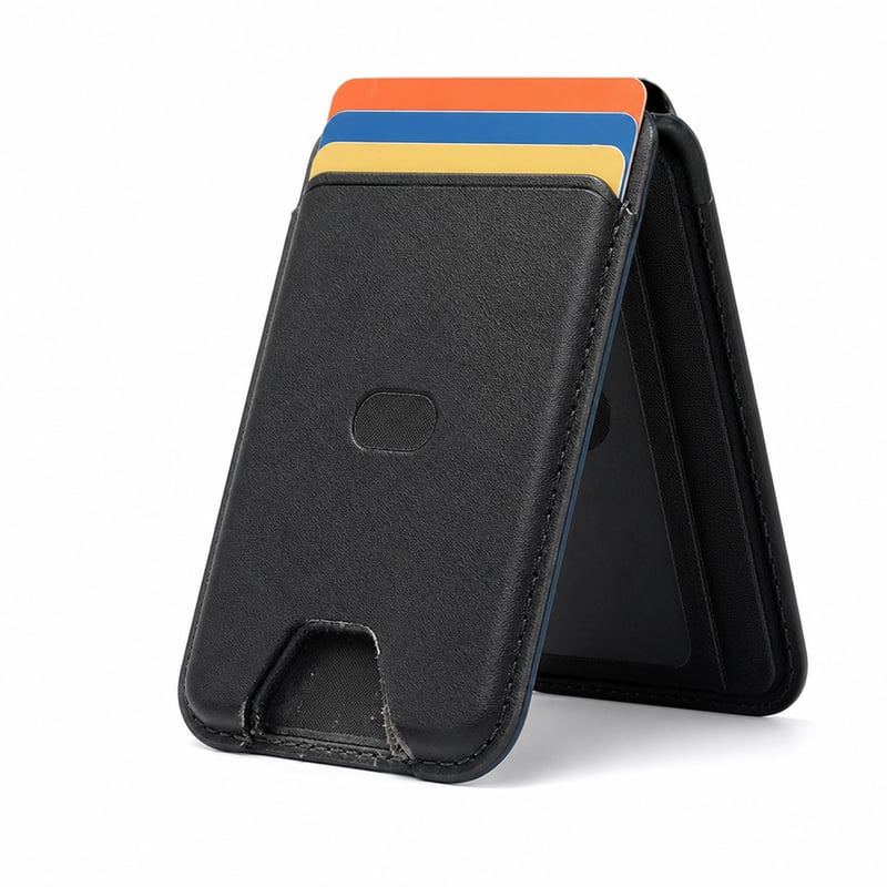 Portofel MagSafe ESR Geo negru, pentru 5 carduri, cu funcție FindMy și protecție RFID — suport interior deteriorat, fără cablu de încărcare (stare: vezi imaginea 2)