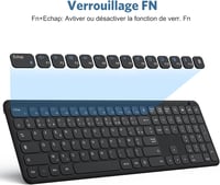 OMOTON vezeték nélküli AZERTY billentyűzet, ultravékony, numerikus blokkal, Windows kompatibilis 6