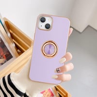 iPhone 13 Mágneses Gyűrűs Tok - Ütésálló Matt Szilikon, Rosegold-Lila 7