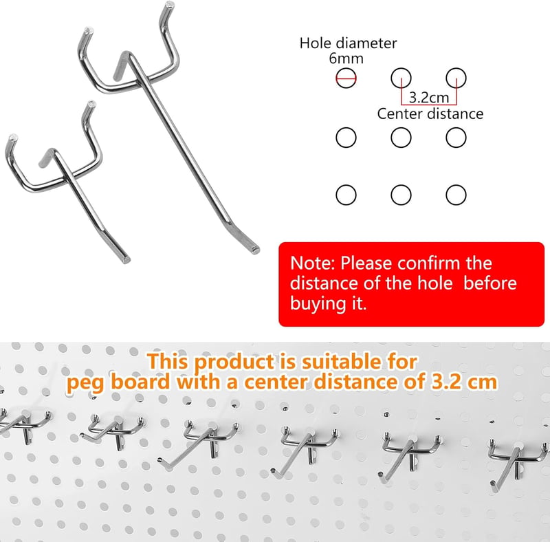 Pegboard Akasztó Szett - 100 db Lyukacsos Falra, 5 és 10 cm-es Méretben