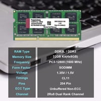 Crucial 32GB DDR3L Laptop RAM Kit (4x8GB) 1600MHz SODIMM Memória Bővítés 3