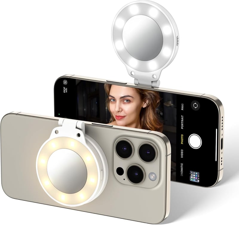 JJC Mágneses LED Szelfi Gyűrűlámpa iPhone-hoz - 3 Fényerő, Összecsukható, USB-C