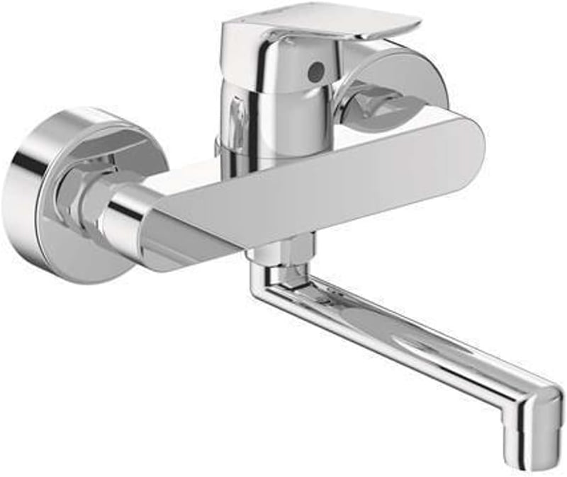 Ideal Standard Ceraflex Fali Konyhai Csaptelep, 200 mm Kifolyócsővel, Króm, Forgatható, S-Csatlakozás, Víztakarékos Rendszerrel, 38 mm Állít
