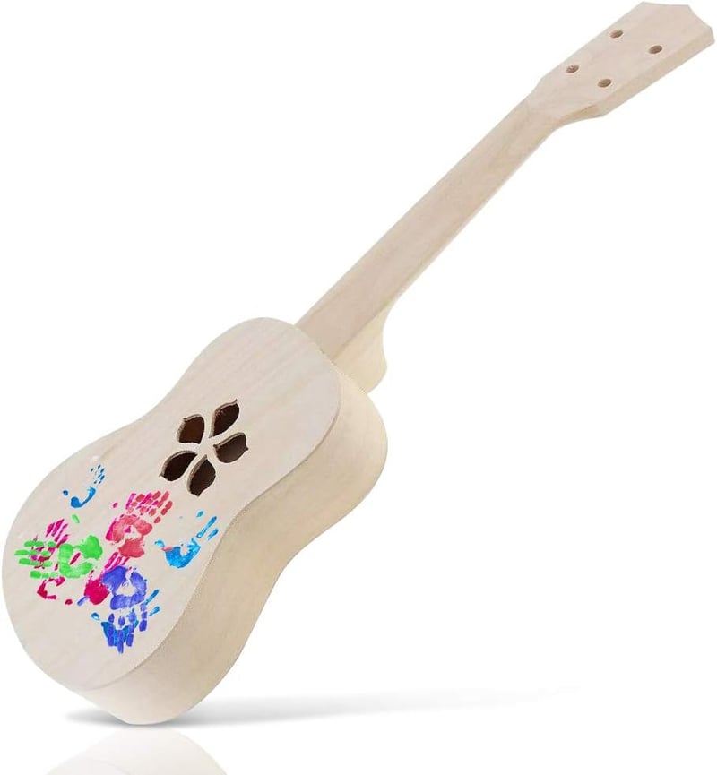 Gyerekeknek való 21 hüvelykes DIY ukulele készlet, 4 húros, természetes fából