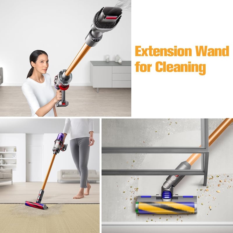 DrRobor Teleszkópos Hosszabbító Cső Dyson V12 Slim Porszívóhoz - 74 cm Alumínium Toldat, Narancssárga Kiegészítő Alkatrész