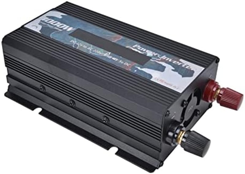 Reiner 3000W szinuszos inverter, 12V-220V, alumínium, kijelzővel - Fekete