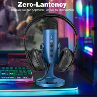 ZealSound K66 Kék USB Kondenzátor Mikrofon PC-hez és Telefonhoz - Streaming, Podcast, Gaming 6