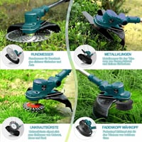 Hengriacly Akkumulátoros Fűkasza 21V - Makita Kompatibilis, 4 Vágófejjel, 2x4.0Ah Akkumulátorral, Teleszkópos Nyéllel, Kefe Funkcióval, 142c 5