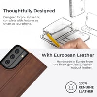 Samsung Galaxy S22 valódi bőr pénztárca tok, állvánnyal - barna 6