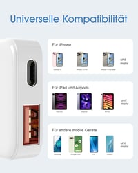 ZINOOY 35W Dupla Portos Gyorstöltő, PD/QC 3.0 USB-C és USB-A, iPhone 16/15 Samsung iPad Huawei Kompatibilis, Ultra Lapos Töltő Utazáshoz, Ot 9