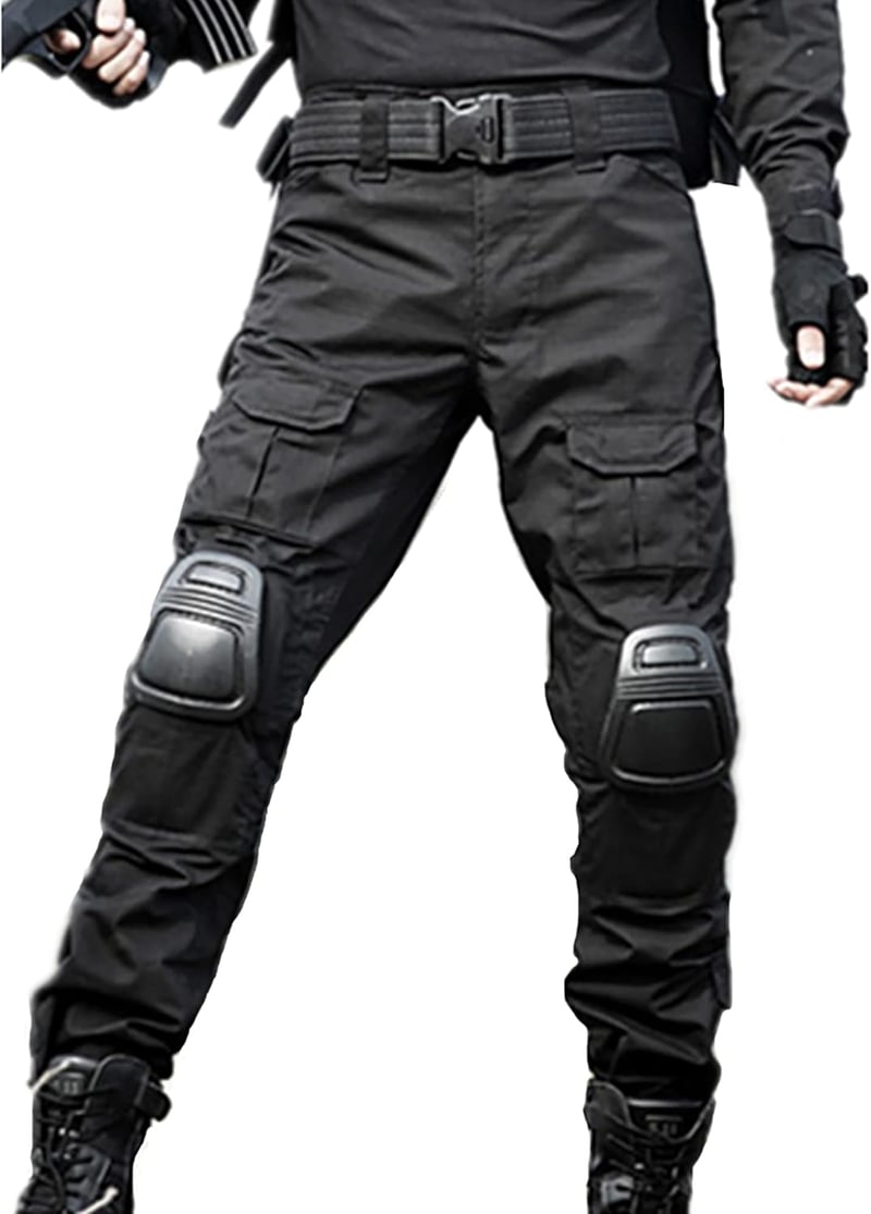 JOYASUS Paintball Taktikai Nadrág Térdrögzítővel és Többszörös Zsebekkel, L-es méret - L, Black