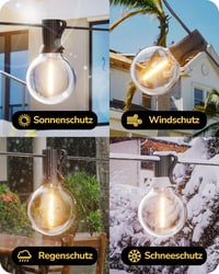 EDISHINE Kültéri Fényfüzér 15m - G40 LED Izzók, IP44 Vízálló, Törhetetlen Égők, Kerti Világítás 3