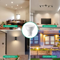 EDISHINE GU10 LED Spotlámpa, 2700K Meleg Fehér, Dimmelhető, 38° Szögű Fénysugár, 5W/350 Lumen, 50W Helyettesítő, Beltéri Világítás, 10 db 6