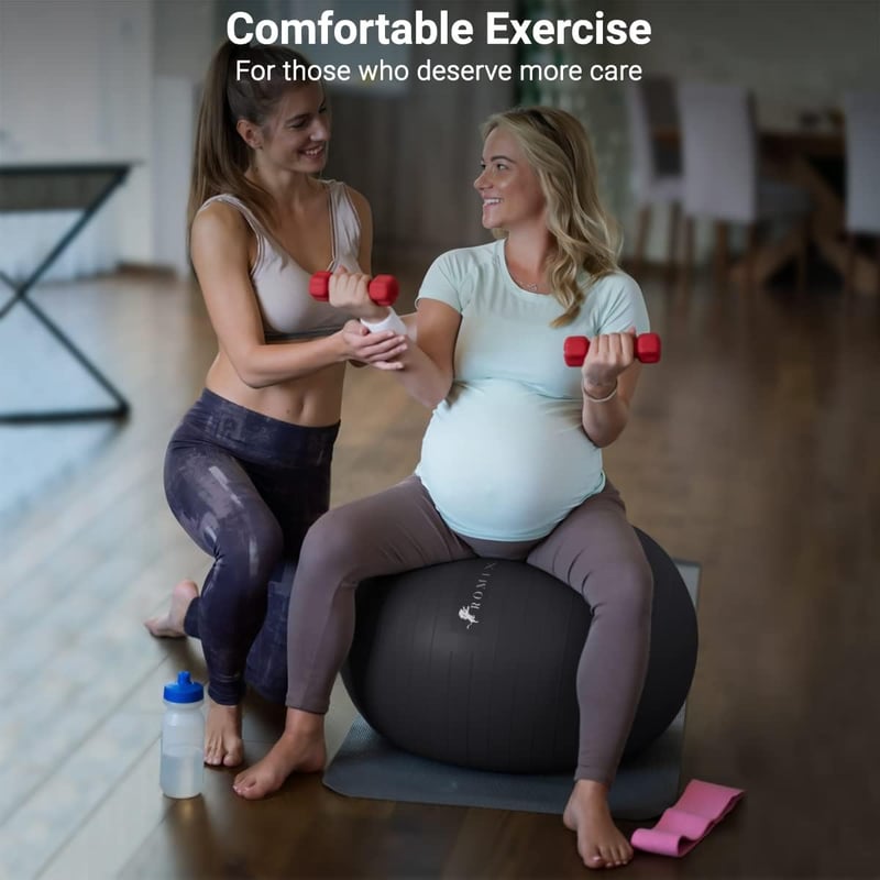 ROMIX Fitness labda 55-75cm - Fekete, pumpával, jógához, pilateshez, terhességhez
