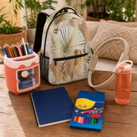 Školski paket: crveni stalak + ruksak + 12 bojica + A5 bilježnica + pilates obruč + boca 500 ml 1