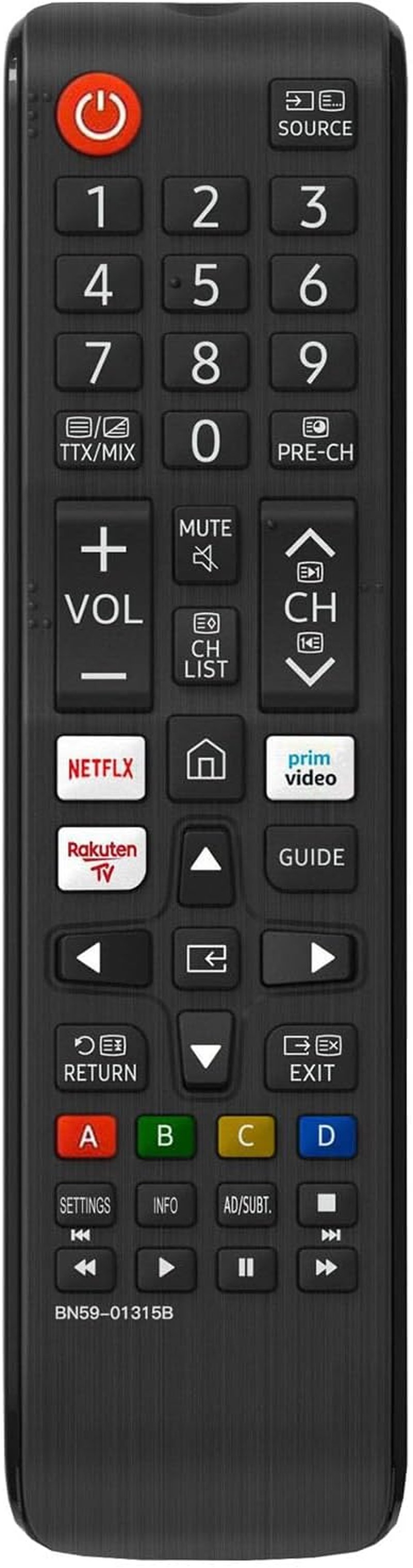 FOXRMT BN59-01315B Univerzális Távirányító Samsung Smart TV-hez - 4K/QLED/UHD Kompatibilis, Programozás Nélküli Csere, Netflix Gyorsgombbal